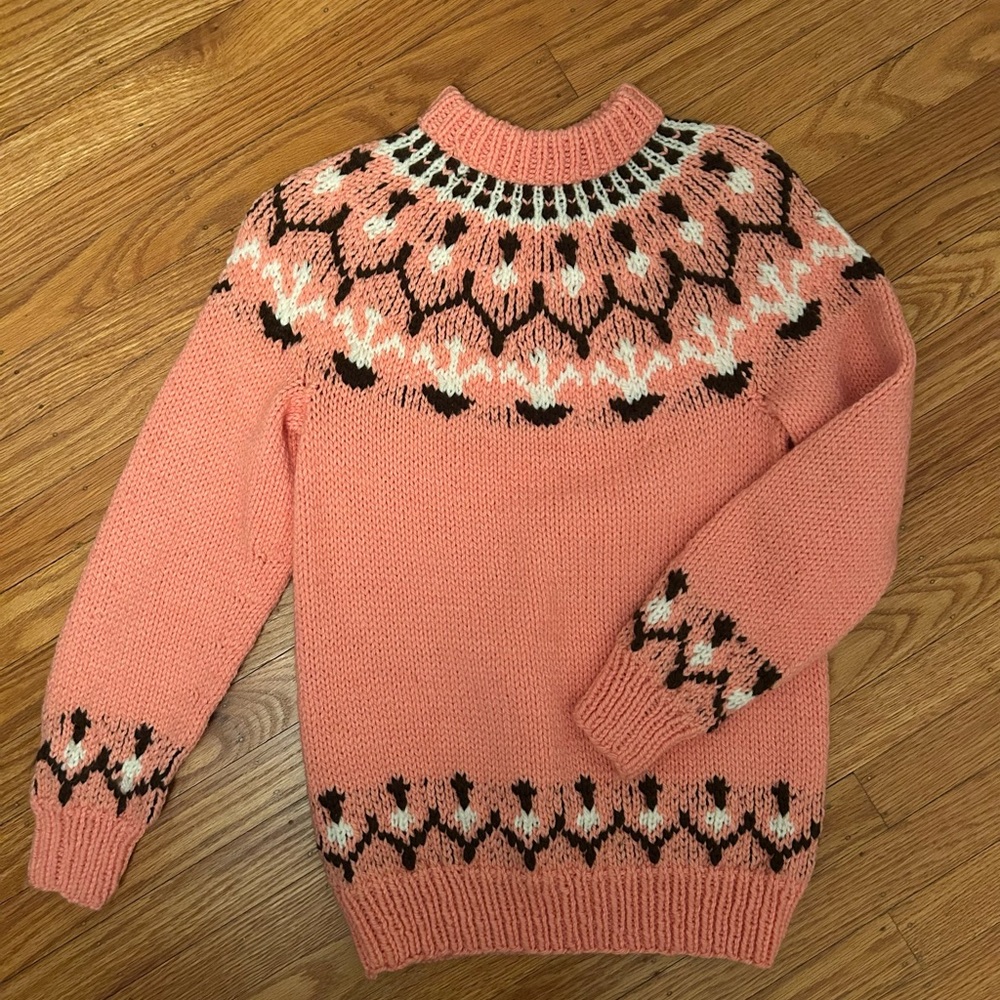 Chic Pink Nordic Pattern Sweater